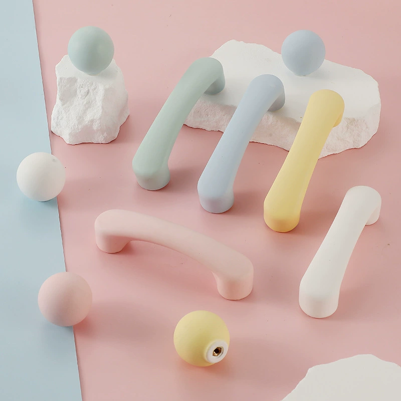 Макарон цветной ручкой в скандинавском стиле мультфильм детская комната шкаф шкаф ящик для кабинета с одним отверстием матовая керамическая ручка