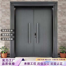 别墅大门双开门农村自建房大门防盗门自建房子母入户进户门铸铝门