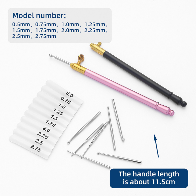 Venta caliente transfronteriza mango de metal cabeza intercambiable encaje crochet tejido a mano bricolaje herramienta de tejido bordado crochet