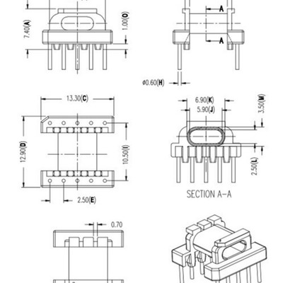 EPC13磁芯骨架卧式5+5针排距10.5mm高频变压器材料