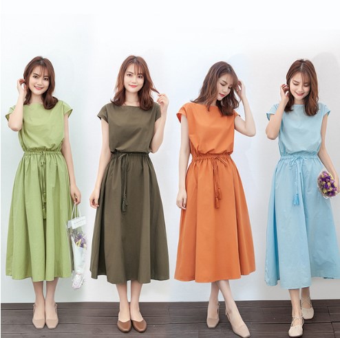 Real Shot of Literary and Artistic Large Swing Skirt 2023 New Summer Style Waist Loose Large Size Cotton and Linen Dress