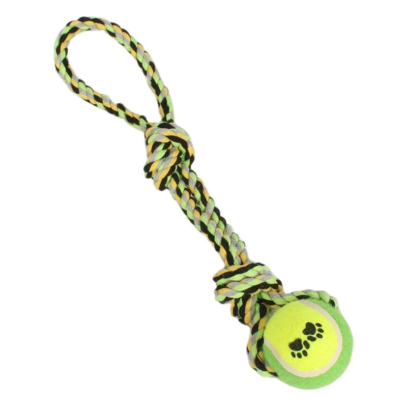 Juguete para perros que no se puede masticar, interactivo tipo tirar con pelota de tenis, juguete de nudo para mascotas, juguete para masticar para cachorros