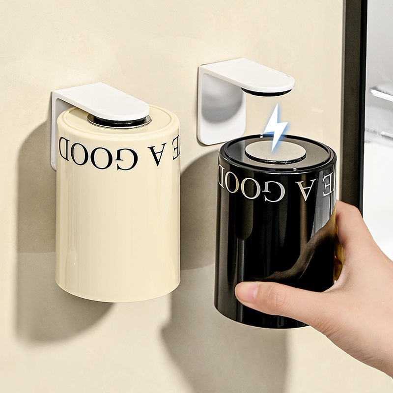 Magnetic suction mouthwash cup upside down brush cup lovers toothbrush cup cream wind toothbrush rack wash cup upside down wall-mounted