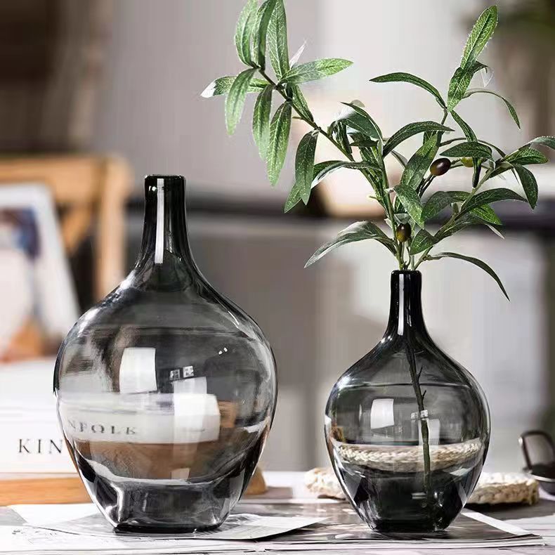 Jarrón de lujo ligero, reloj de pared, madera de caballo, recipiente hidropónico de vidrio transparente grande, arreglo floral nórdico, decoración de sala de estar, regalo.