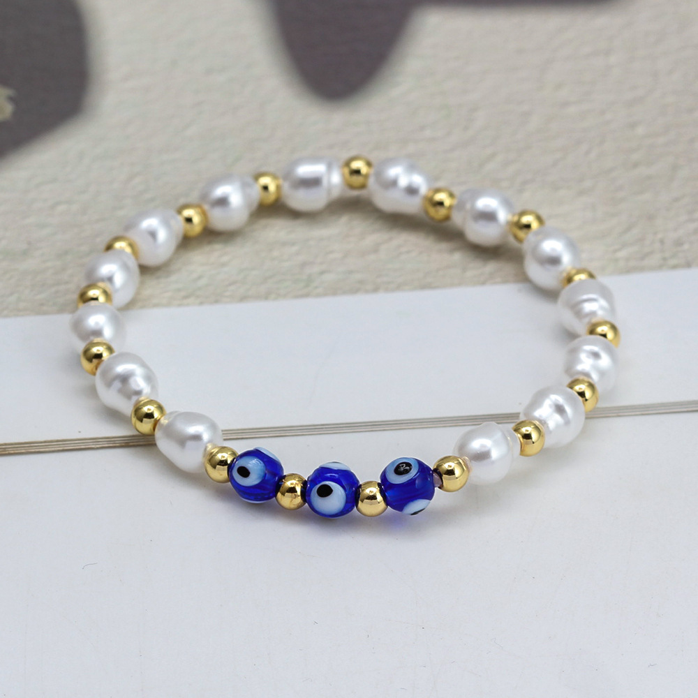 12g Weight Bracelets Classification Simple Style Eye Artificial Pearl Copper Wholesale Bracelets