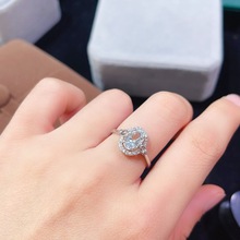 天然海蓝宝戒指晶体干净主石6*8mm值圈活口 不挑指围！s925银镶嵌