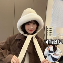 新款一帽两用可当包包保暖护耳帽女冬季韩版加绒加厚滑雪棉帽批发
