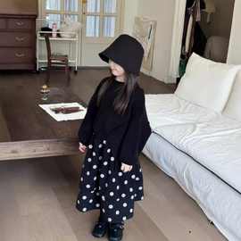 两件套女童不规则毛衣波点花苞半身裙秋冬儿童女宝宝伞裙韩上衣