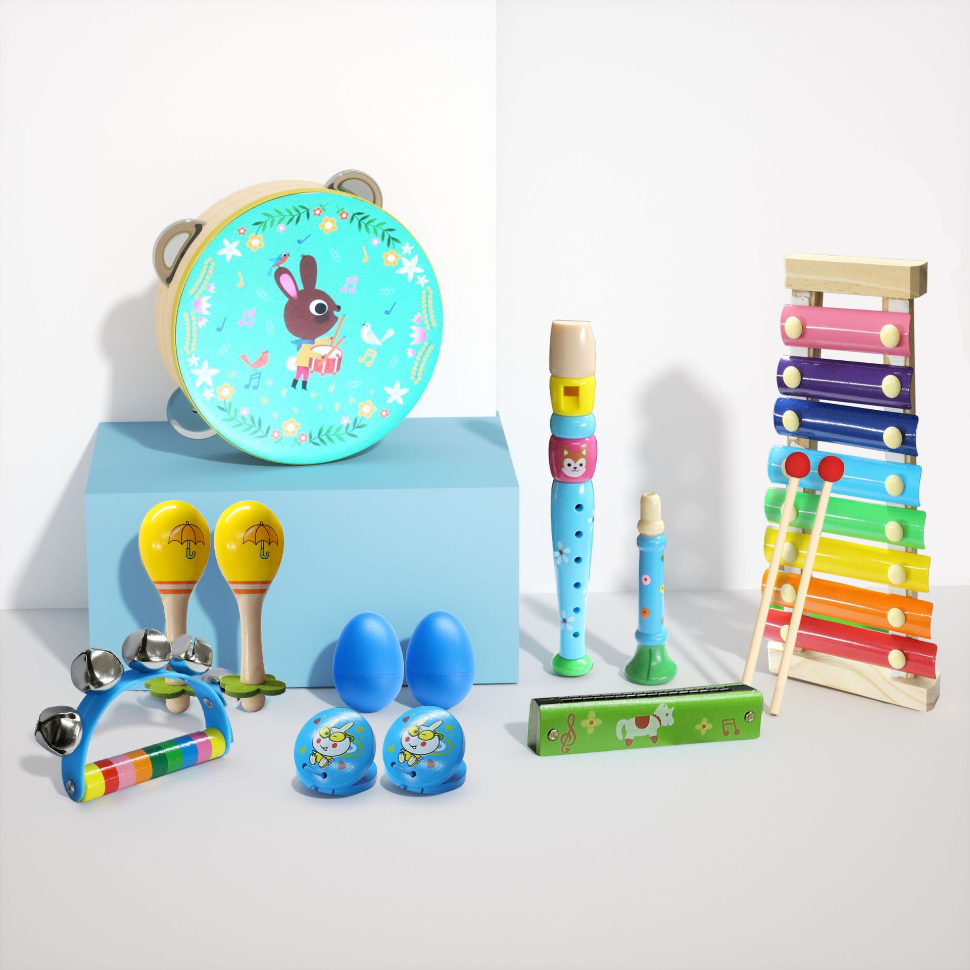 Orff instrumento musical traje combinación ilustración educación temprana niños educación temprana música instrumento de percusión juguete jardín de infantes material didáctico