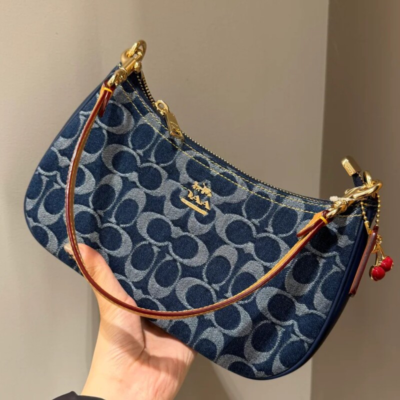 Koujia High-Quality New Denim Chanel-Style Denim Underarm Biker Shoulder Crossbody Women's Bag Teri24 Koujia High-Quality New Denim Chanel-Style Denim Underarm Biker Shoulder Crossbody Women's Bag Teri24