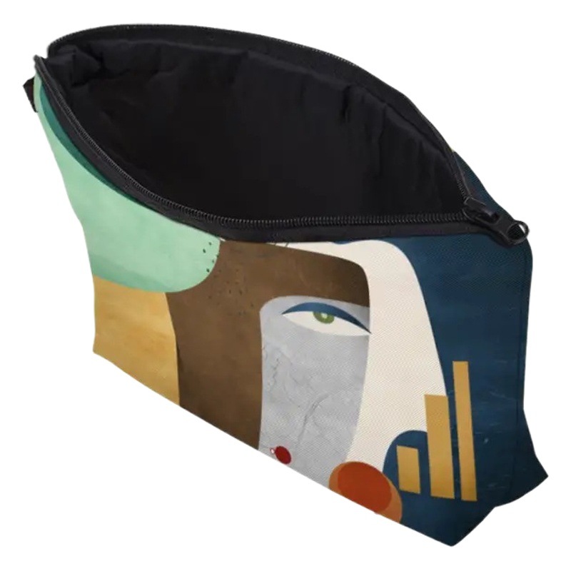 Transfronterizos Amazon Retro retrógrado pintura al óleo avatar lino impresión doble cara bolsa de maquillaje bolsa de almacenamiento para mujeres multifuncional