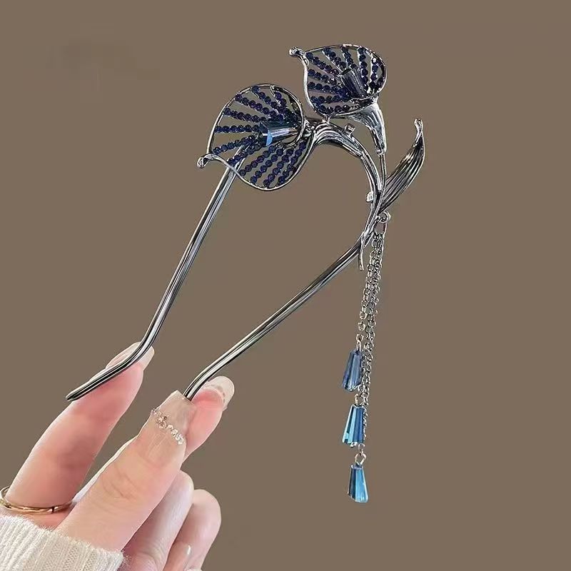 Gufeng Hanfu Accesorios para el cabello Horquilla para el cabello en la parte posterior de la cabeza Chica de estilo chino Too de balanceo con flecos Horquilla Accesorios para el cabello al por mayor