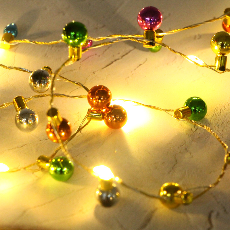 クリスマス弾丸ビーズチェーンメッキ電球プラスチックライトストリングクリスマスツリー装飾ミニネオンストリングモデル1メートル|undefined