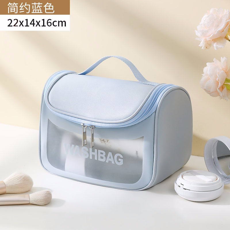 Bolsa de cosméticos transparente transfronteriza bolsa de almacenamiento impermeable de alta capacidad bolsa de lavado de maquillaje portátil PU