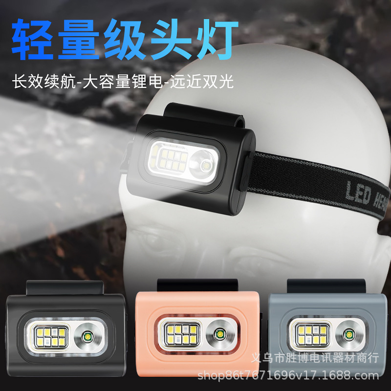 Lámpara de clip de chaqueta al aire libre transfronteriza multifunción camping pesca nocturna Lámpara de cabeza de carga USB Luz fuerte remoto LED faro