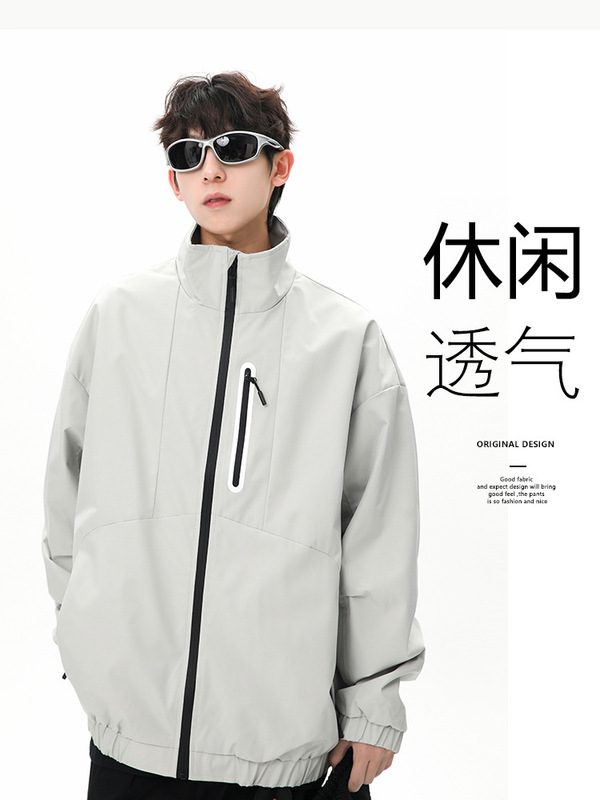 2025 New Autum 180g Reflective Strip Thin Jacket American Retro Line Color Water-Repellent Jacket