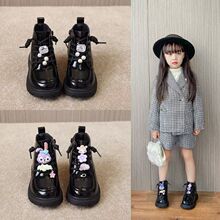 女童鞋子儿童马丁靴2025秋冬季新款女孩黑色皮靴中大童公主短靴子