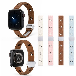 适用苹果iwatchs11表带可爱皮质磁吸小米9表带华为手环10透气表带