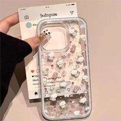 Apple 16promax 透明携帯電話ケースに適したコントラストカラーのツーインワン 15plus スターベアキティ猫