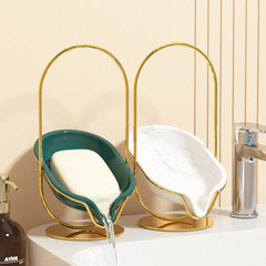 Light luxury style stainless steel soap rack household retro high-end bathroom soap dish drain rack soap box high-end