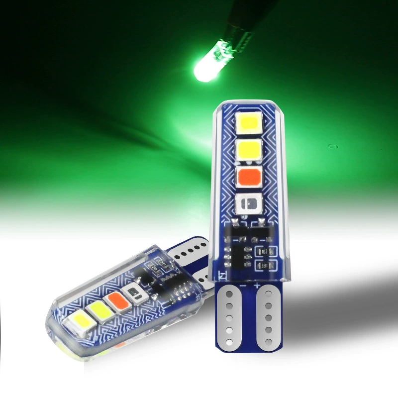 Автомобильный светодиодный силиконовый T10 хрустальный фонарь 4 цвета струящейся воды 2835 8SMD
