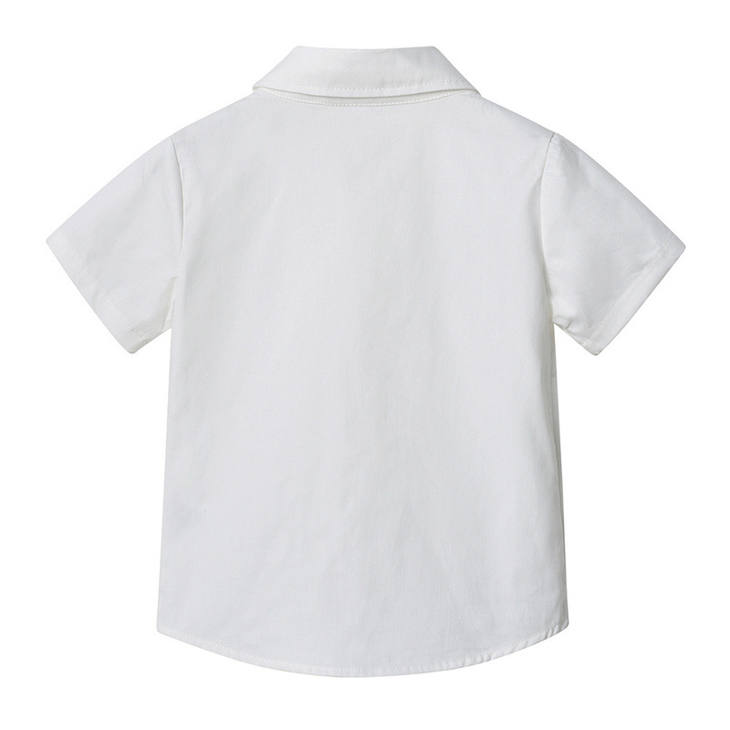 Cárdigan de solapa de manga corta de un solo pecho de verano para niños coreanos, corbata de estilo universitario para niños y niñas, camisa de color caramelo