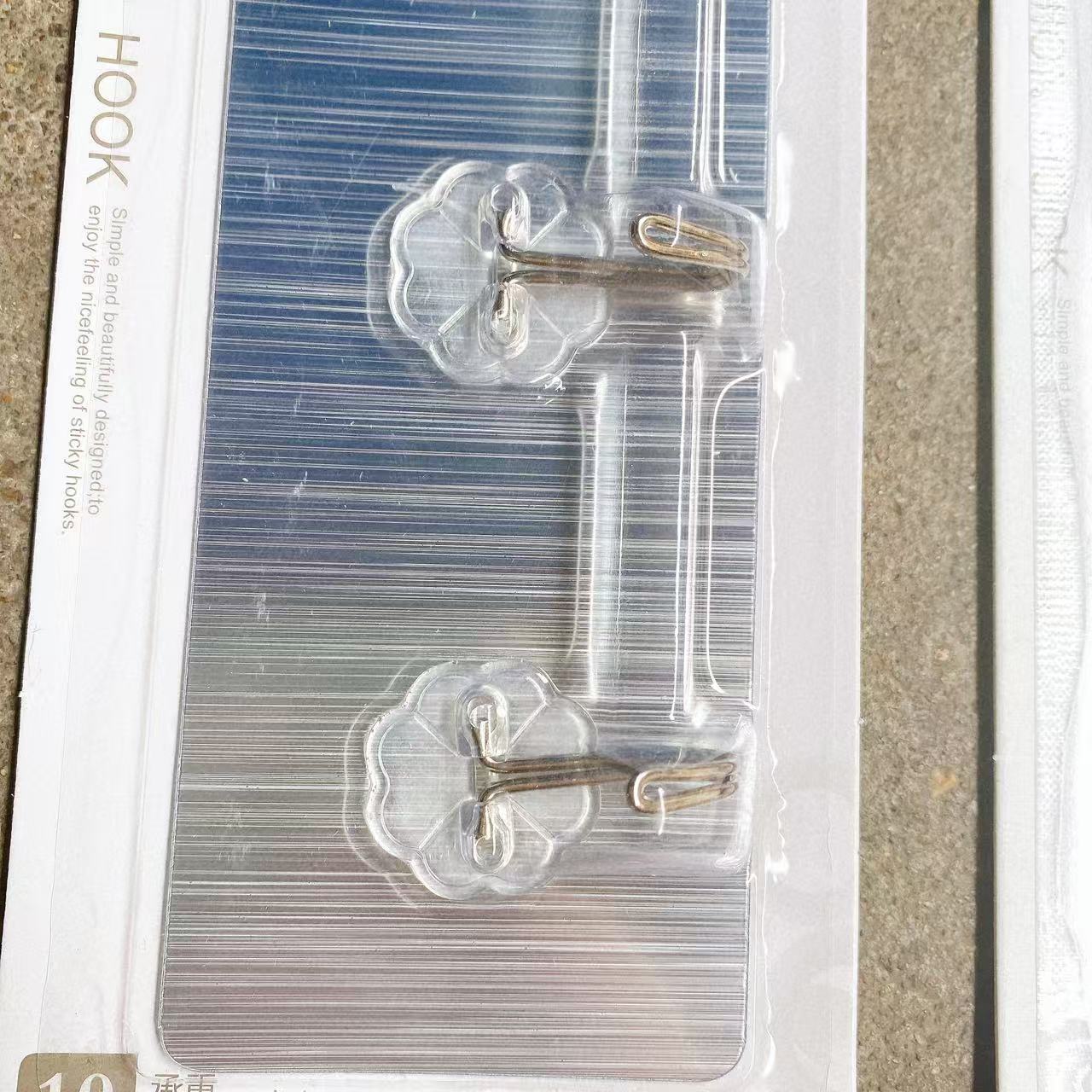 Seis filas de gancho adhesivo de succión de tarjetas sin perforación fuerte fuerza de carga transparente oro plateado sin marcas gancho de acero inoxidable multifunción