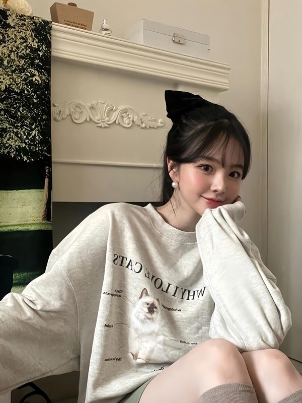韩国潮牌itzavibe天使猫咪卫衣连帽纯棉宽松圆领李帝努罗民同款|undefined