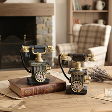美式树脂摆件创意电话机模型复古相机家居店铺摆设装饰品存钱罐