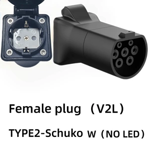 Type2 V2L Ev Discharging Adapter to Schuko Female Plug Cross-Border