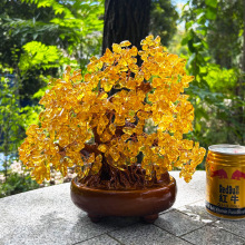 黄水晶摇钱树摆件大招财宝树树家居创意酒柜家装饰品客厅电视柜