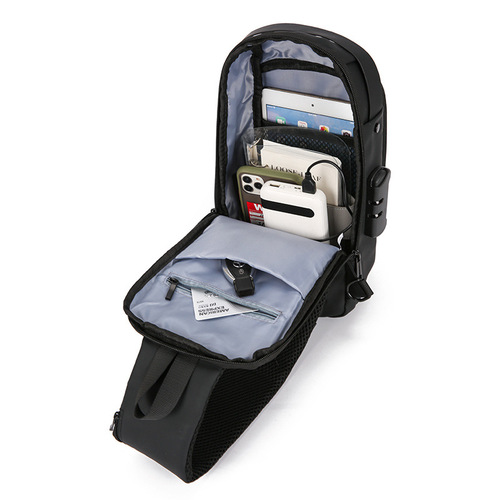 Men's chest bag, combination lock, anti-theft riding bag, casual outdoor running, waist bag, shoulder cross-section sports backpack