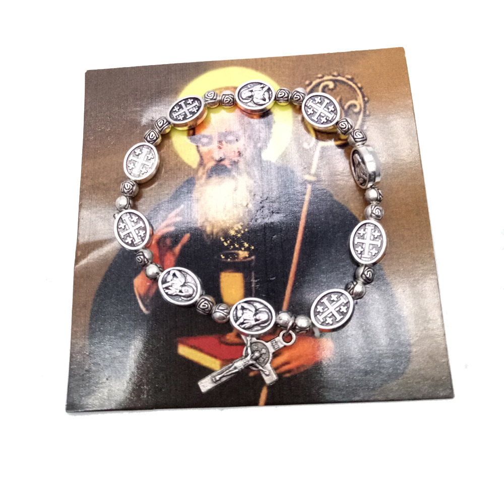 Rosary Necklace 亚马逊十字架手链玫瑰珠念珠弹力手饰无卡片