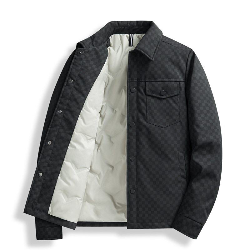Down Jacket Men's Lapel 2024 Winter New Men's Korean Style Slim Fit Youth Warm and Cold Casual Top Jacket