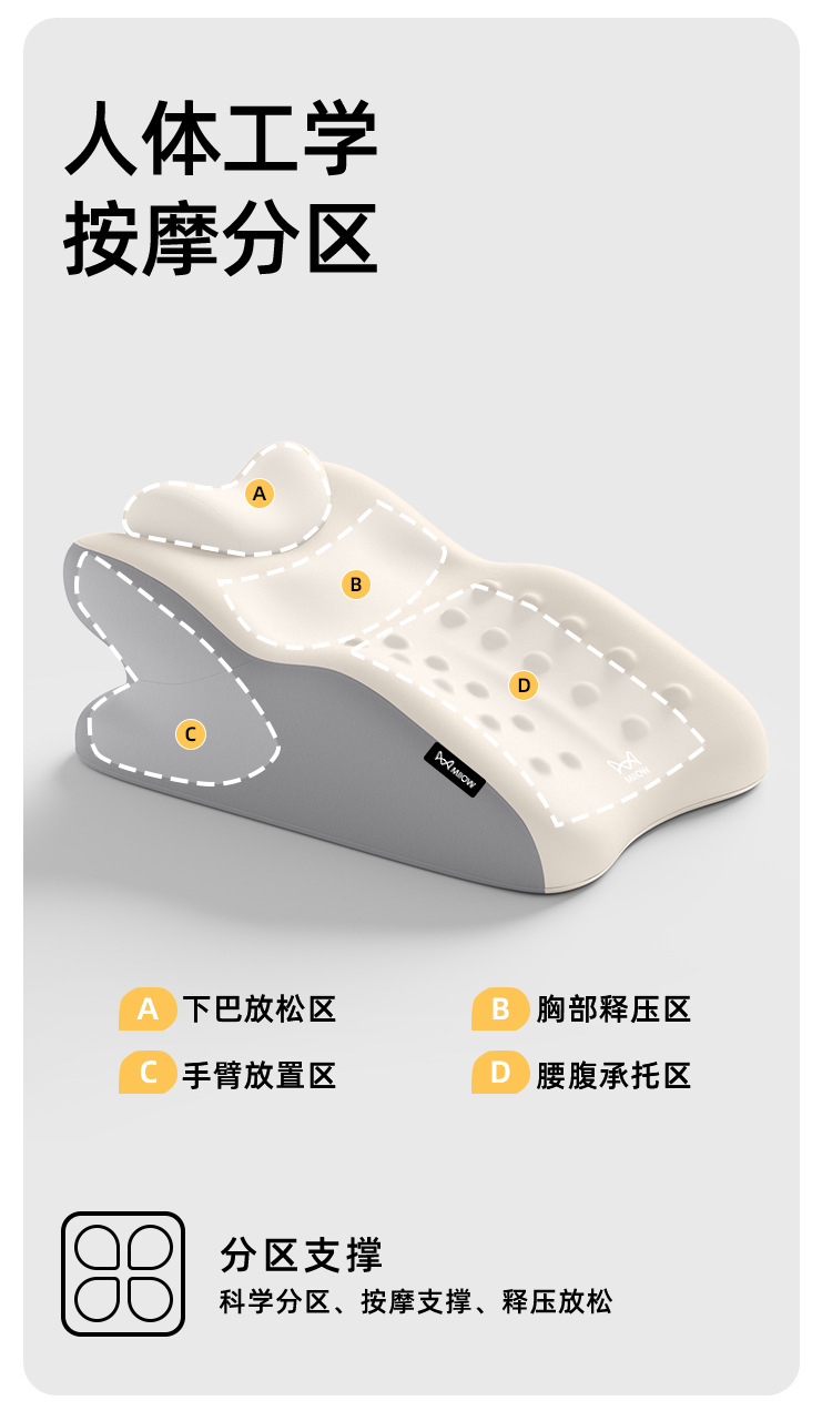 Suitable for Cats to Sleep on the Bed, Pillow for Lying on the Bed, Multifunctional Prone Sleeping Pillow for Sleeping and Reading