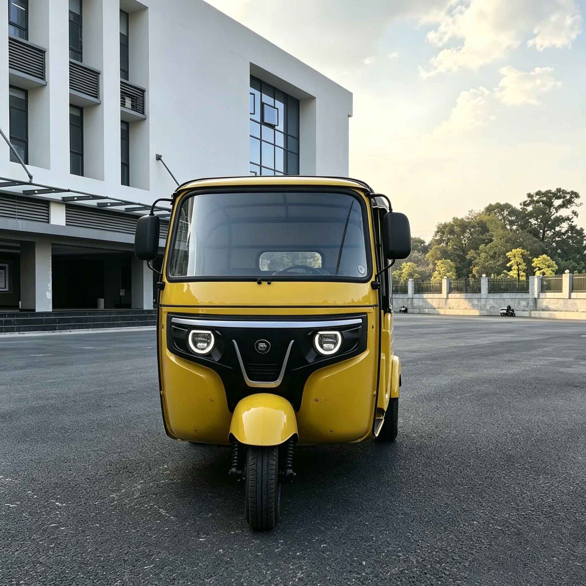 Electric three-wheeled yellow durable model for cross-border export to Africa and Southeast Asia, passenger transport vehicle with canopy for Africa