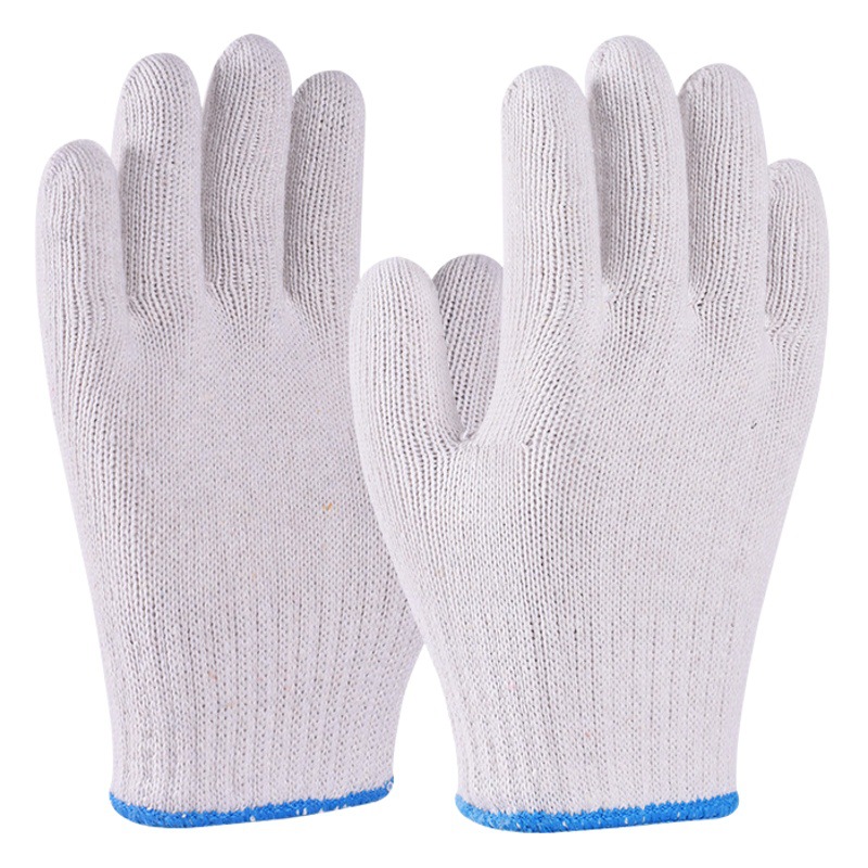 Guantes Protección Laboral hilo de algodón de nylon hilo blanco resistente al desgaste hombres y mujeres trabajan espesado hilo de algodón puro trabajo sitio de construcción