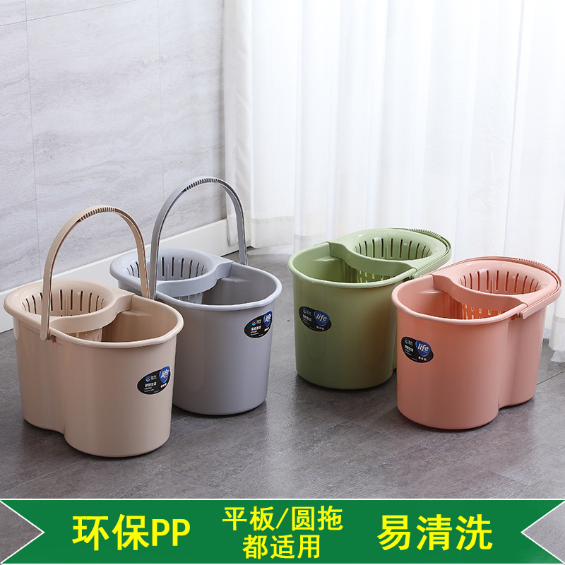 Factory Direct Sales Household Hand-Pressed Mop Bucket with Wheels, Thickened Mop Cleaning Bucket, Mop Wringing Bucket, One-Piece Dropshipping