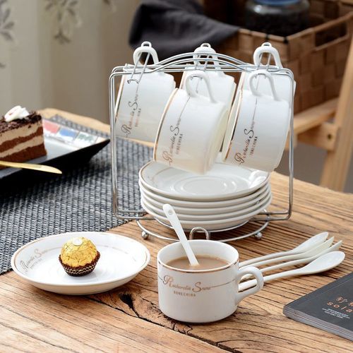 European ceramic cup coffee cup set simple household bone china coffee cup with saucer and spoon stand