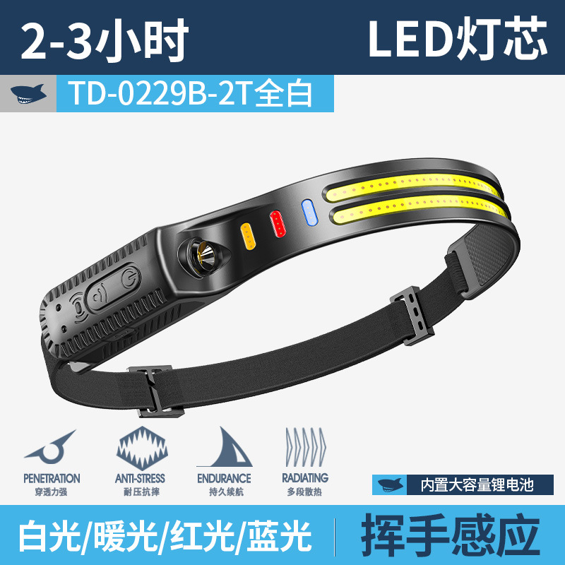 Sonriente tiburón transfronterizo nueva lámpara de inducción multifuncional lámpara de cabeza ajustable multi-posición lámpara de luz multi-fuente de luz iluminación exterior