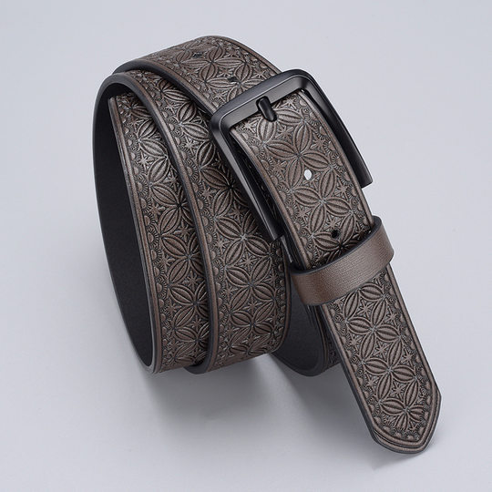 Zinc alloy buckle men's embossed belt casual business pin buckle belt men pu belt men's explosive belt wholesale