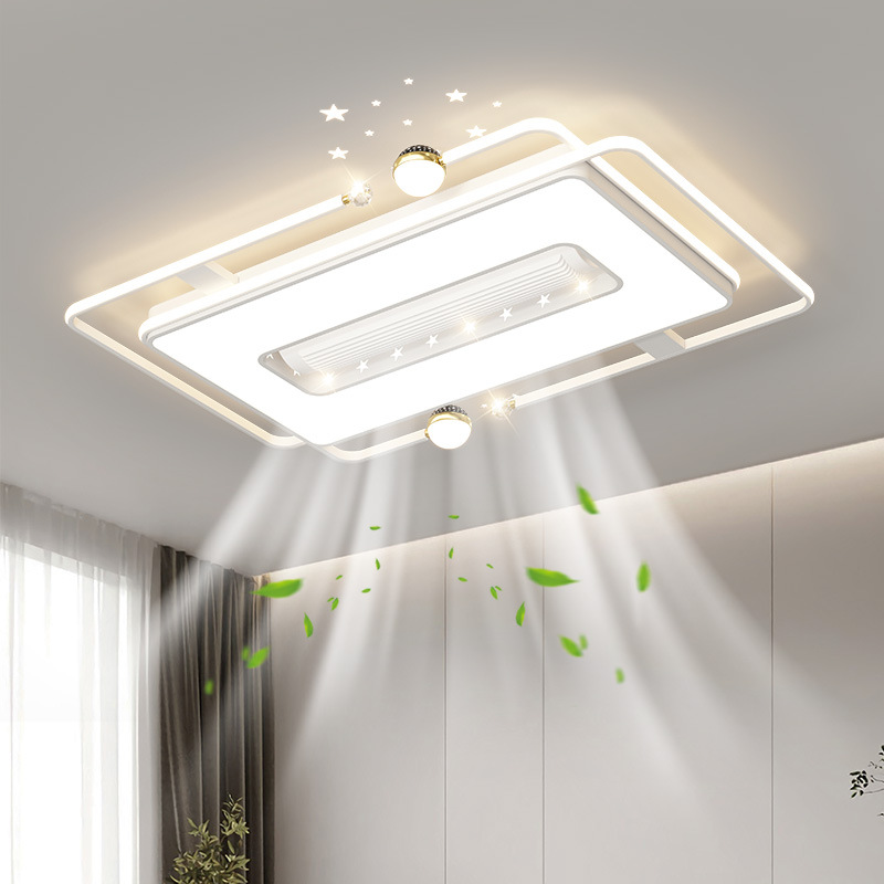 Voz fuera de línea de espectro completo gran viento ventilador sin hoja lámpara de techo moderna simple sala de estar dormitorio paquete de lámparas