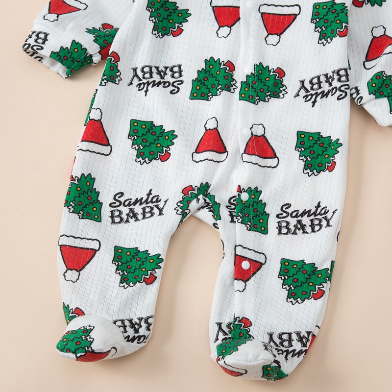 Christmas Cute Christmas Tree Button 100% Cotton Baby Rompers display picture 4