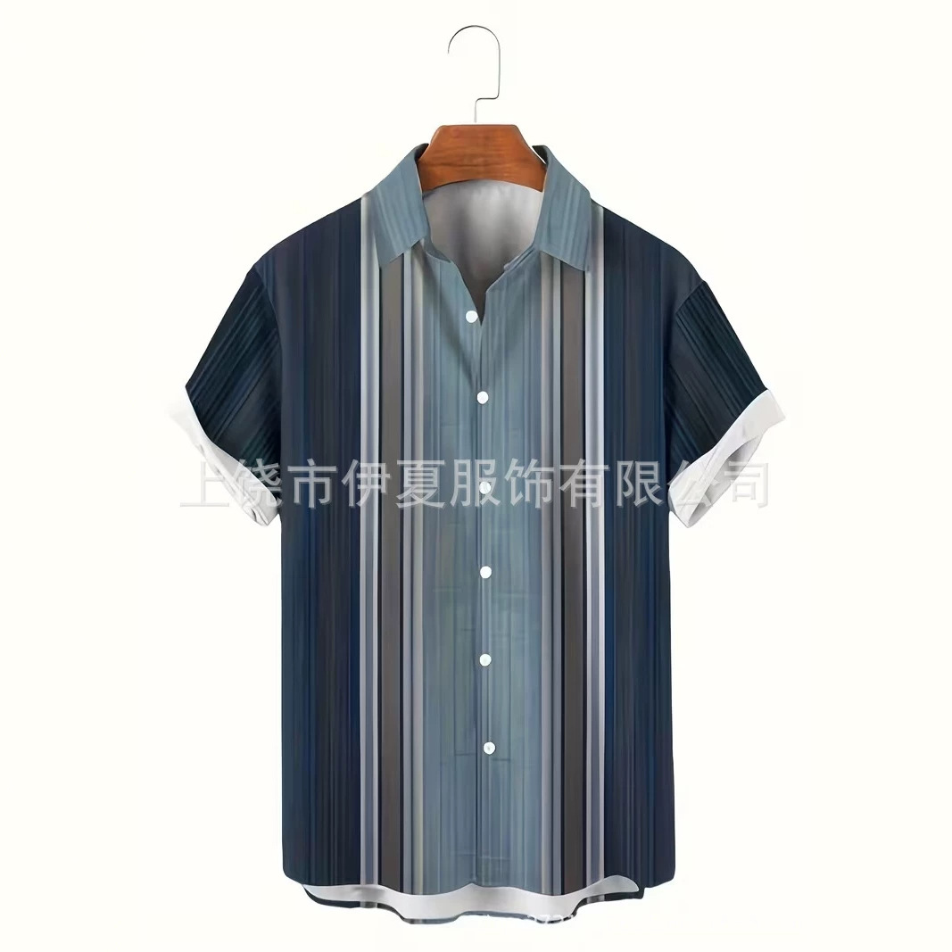 伊夏服饰-男士跨境外贸夏季衬衫欧美休闲工厂直供