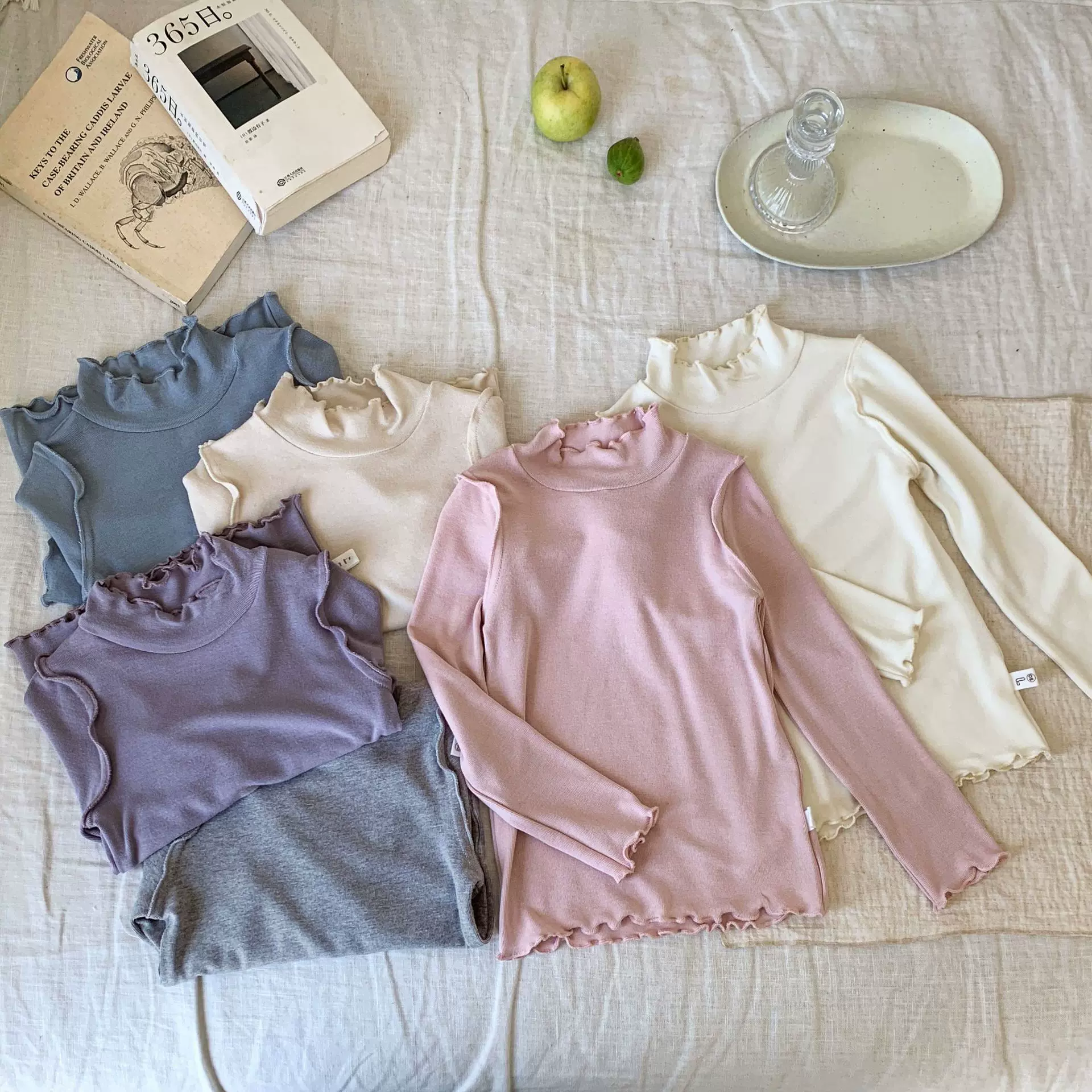 蔗梨童装女童打底衫上衣2025秋季新款儿童木耳边秋衣睡衣宝宝衣服