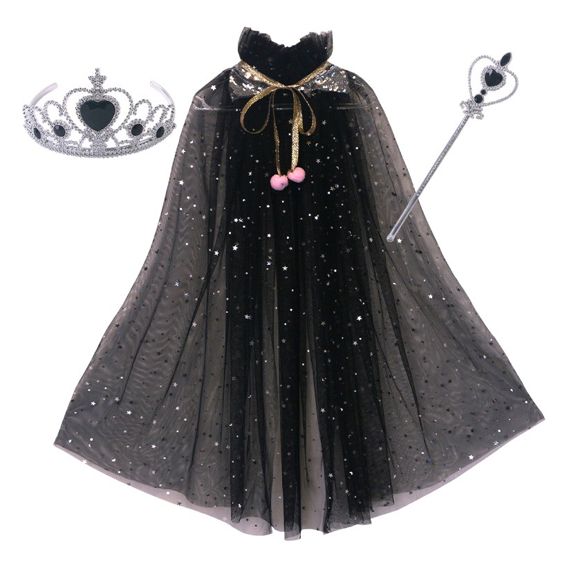 New cross-border high quality girls' frozen Crown suit Aisha Aisha Princess sequined cloak cloak veil