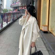 赫本风毛呢外套白色呢子大衣女韩版宽松2021年新款深秋中长款时尚