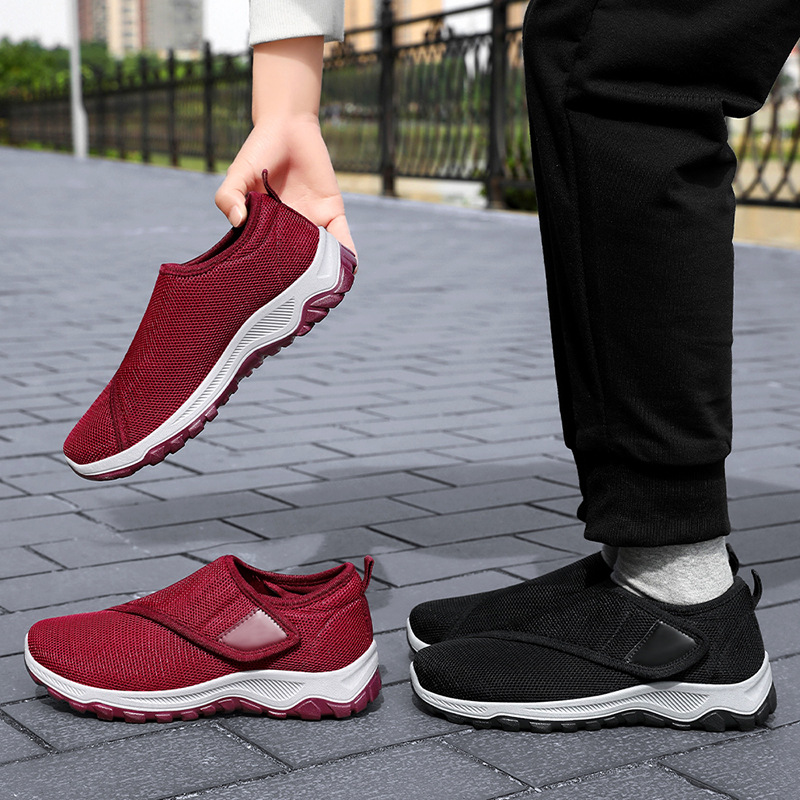 Zapatos mujer verano malla transpirable comercio exterior zapatos de mujer zapatos casuales Velcro pies pies anchos pies gordos caminar zapatos de madre al por mayor