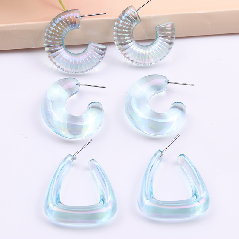 Sweet C Shape Water Droplets Arylic Plating Women's Earrings display picture 5