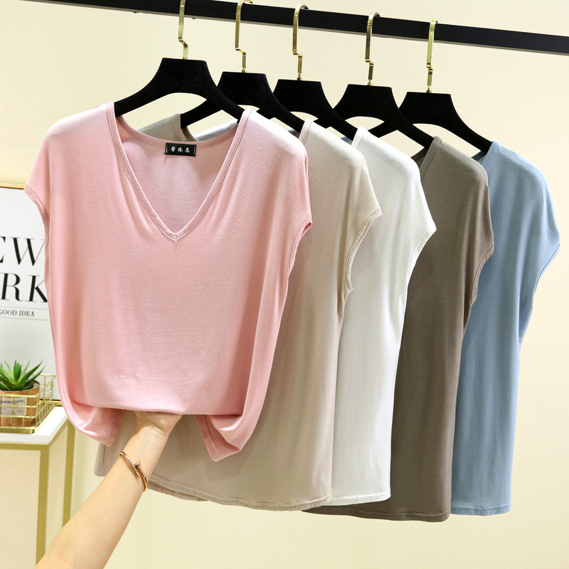 Modal V-Neck Sleeveless Base Shirt Women's Summer Solid Color Thin Casual Inner T-shirt plus size Loose Slimming Top Modal V-Neck Sleeveless Base Shirt Women's Summer Solid Color Thin Casual Inner T-shirt plus size Loose Slimming Top